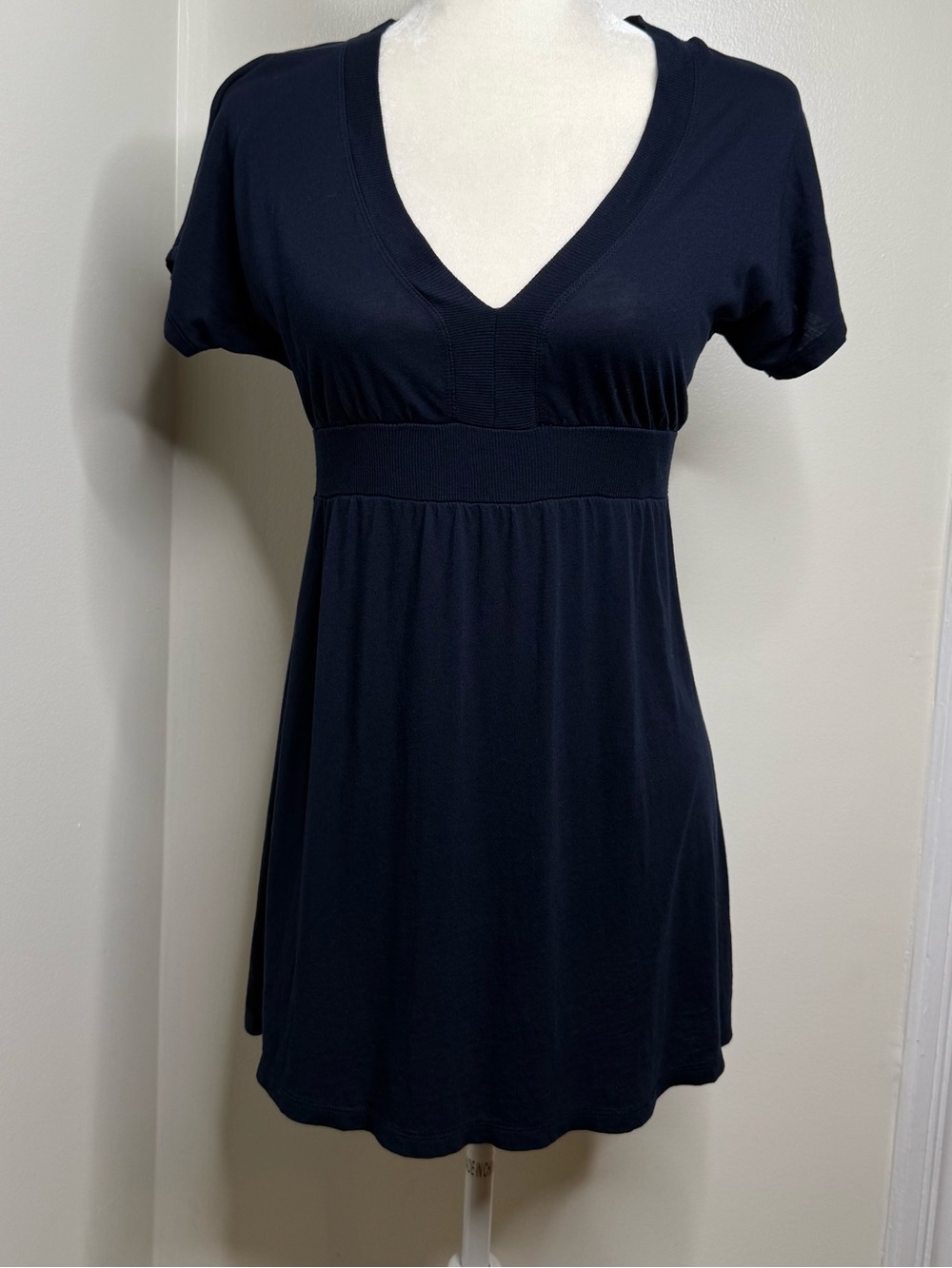 Gap Tunic Baby Doll Top 2007 Navy Blue Empire Waist Size Small Thin Pima Cotton